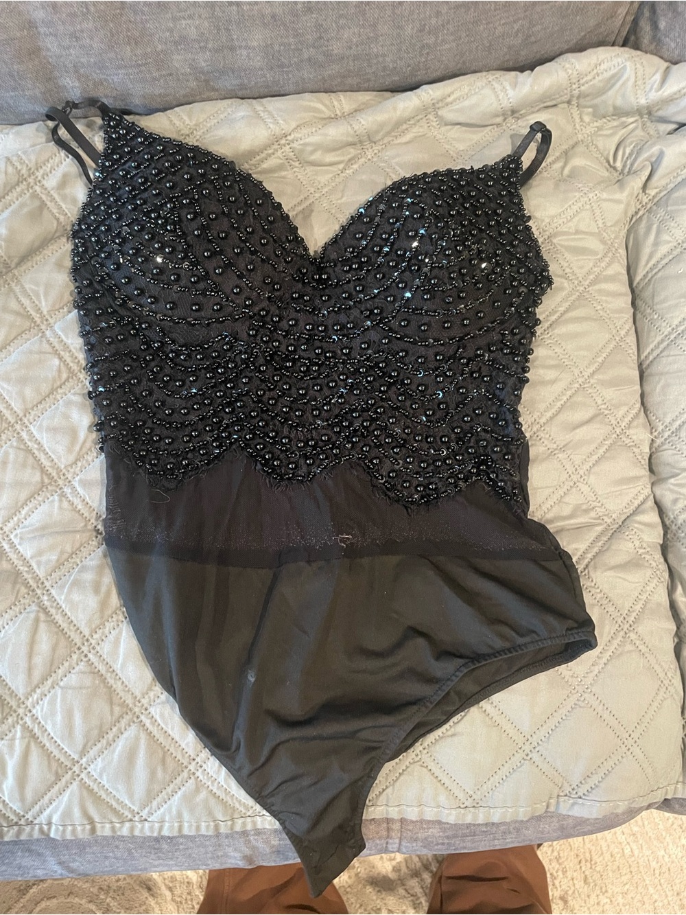 Windsor Black Beaded Bodysuit